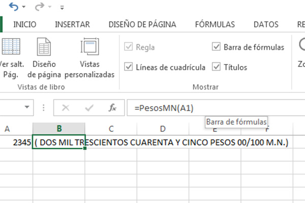 Convertir de números a letras en Excel