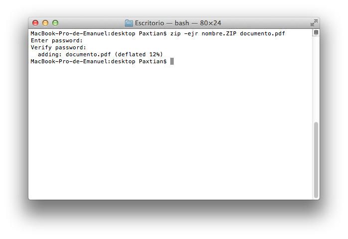 Crear archivos .ZIP con contraseña desde Mac OS X