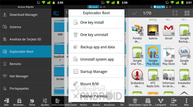 Aplicacion para desinstalar las aplicaciones de fábrica en Android